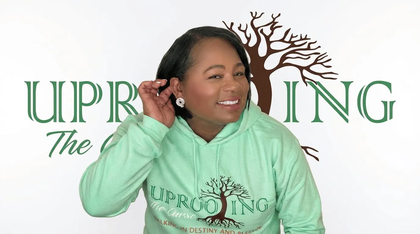 Prophetess Shawn Quallo-Betton in an Uprooting The Curse hoodie